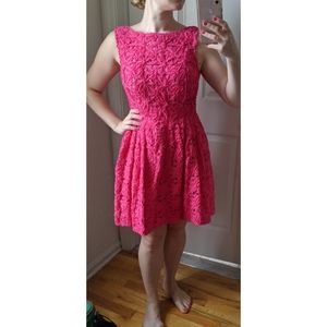 Cynthia Steffen hot pink textured mini dress sz 4